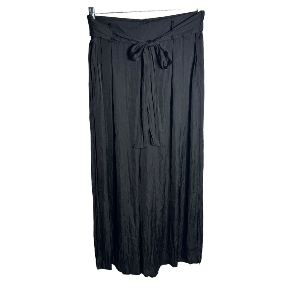 Mango Suit Black Satin Wide Leg Pants, NWT, Large